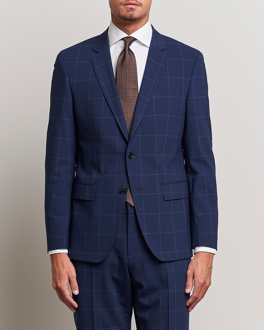 Men |  | BOSS BLACK | Huge Checked Suit Blazer Dark Blue