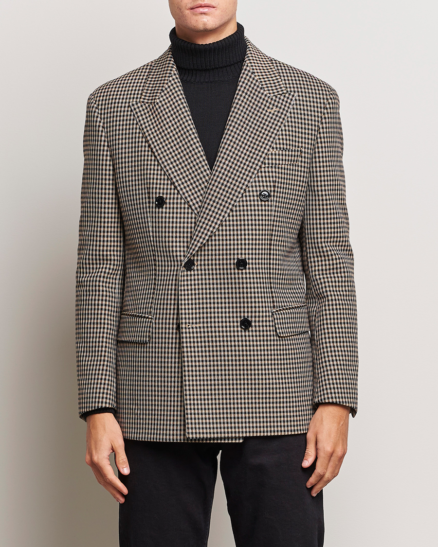Men | Blazers | BOSS BLACK | Carper Tweed Checked Double Breasted Blazer Beige