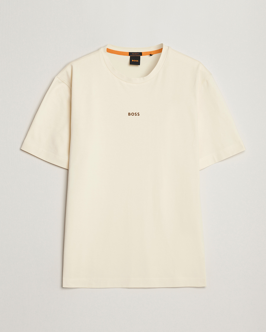Men | T-Shirts | BOSS ORANGE | Tchup Logo Crew Neck T-Shirt Light Beige