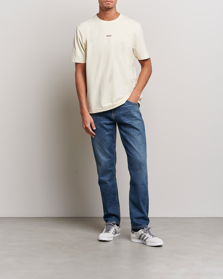 Men | T-Shirts | BOSS ORANGE | Tchup Logo Crew Neck T-Shirt Light Beige