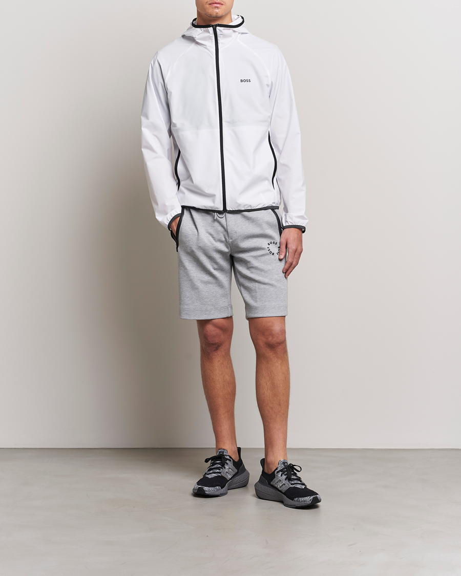 BOSS GREEN Cush Shell Hoodie Jacket White at CareOfCarl.com