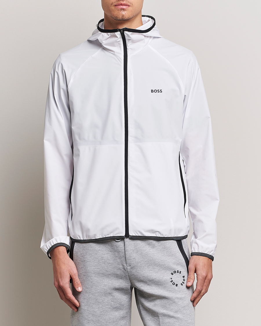 BOSS GREEN Cush Shell Hoodie Jacket White at CareOfCarl.com