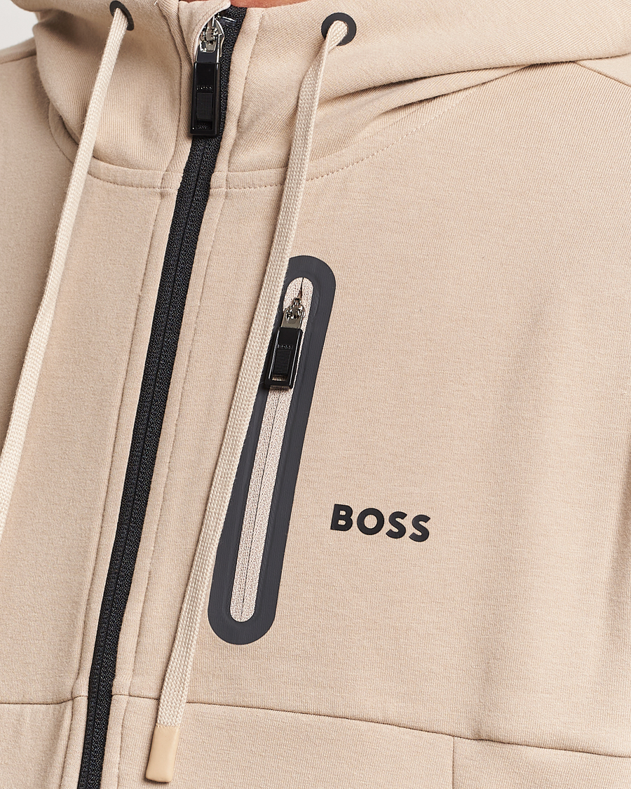 Men | Sweaters & Knitwear | BOSS GREEN | Sariq Full Zip Hooded Sweater Medium Beige