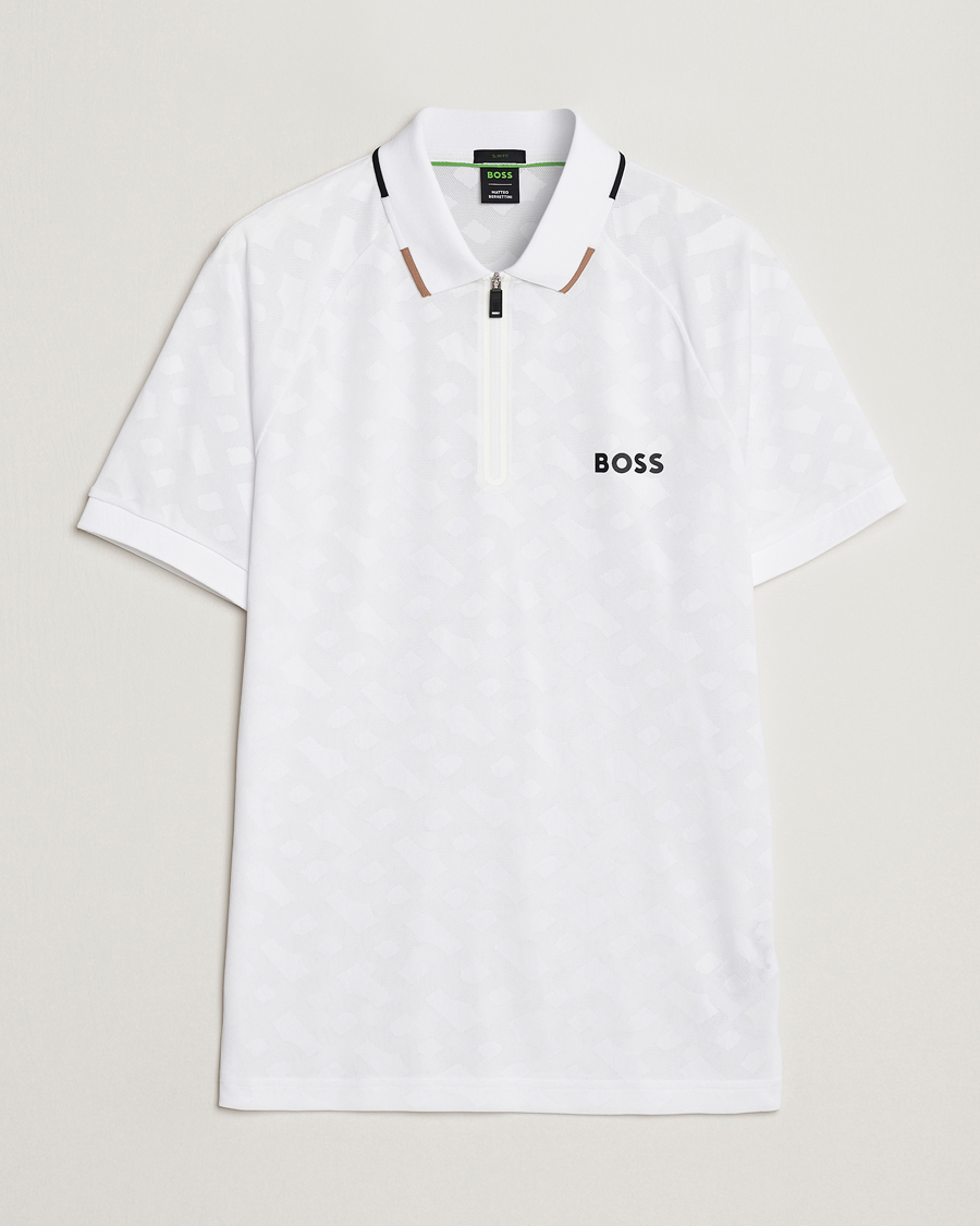 Men | Short Sleeve Polo Shirts | BOSS GREEN | Philix MB Monogram Polo White