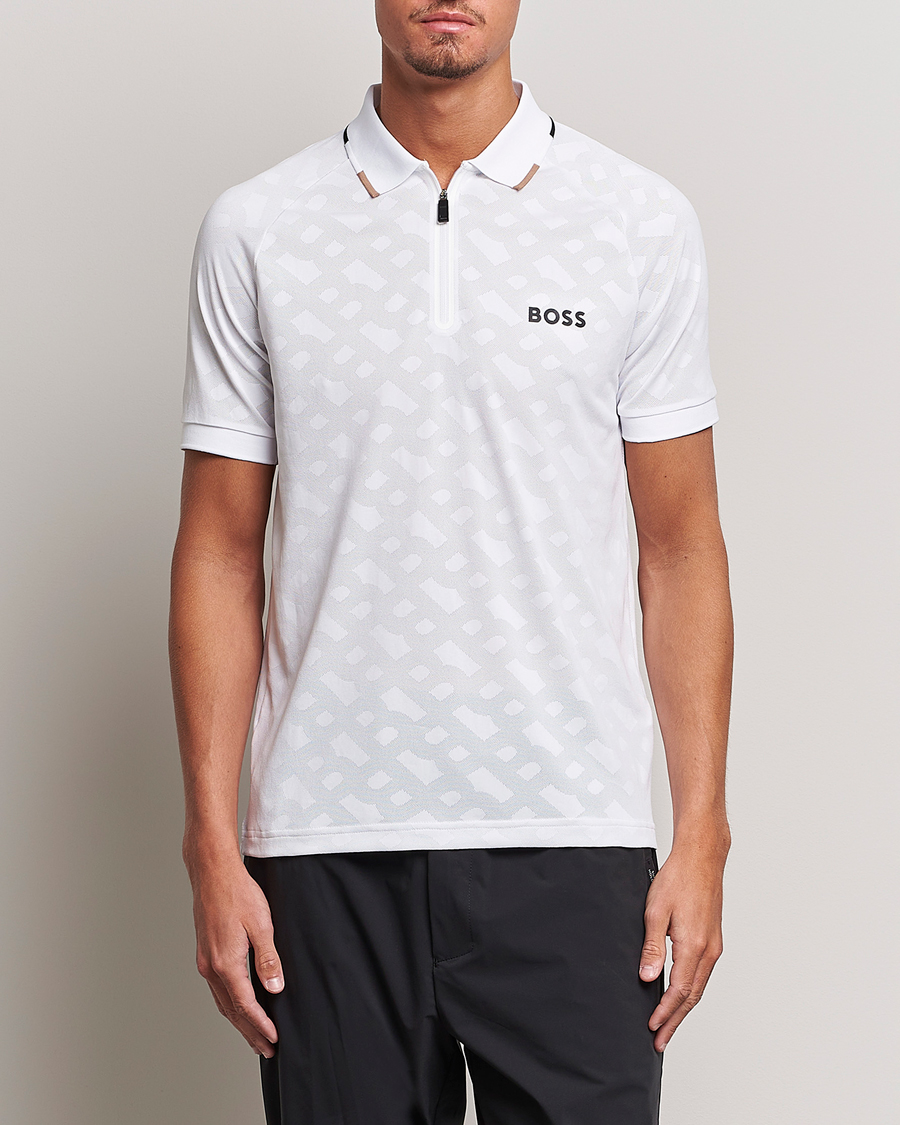 Men | Short Sleeve Polo Shirts | BOSS GREEN | Philix MB Monogram Polo White