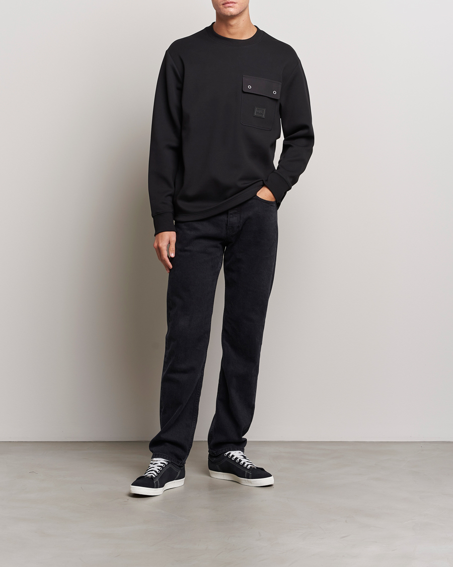 Men | Sweaters & Knitwear | HUGO | Dhaluli Pocket Crew Neck Sweatshirt Black