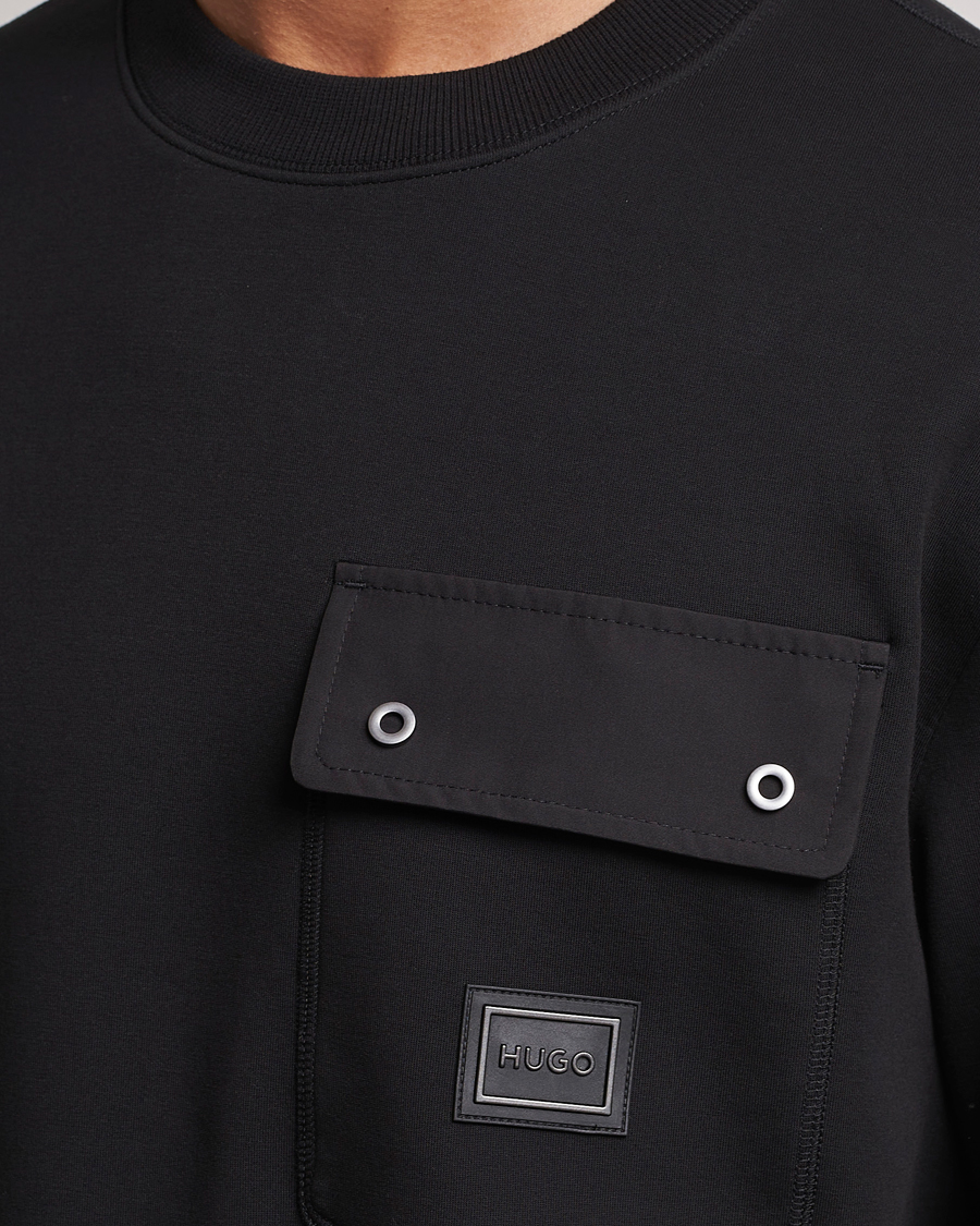 Men | Sweaters & Knitwear | HUGO | Dhaluli Pocket Crew Neck Sweatshirt Black