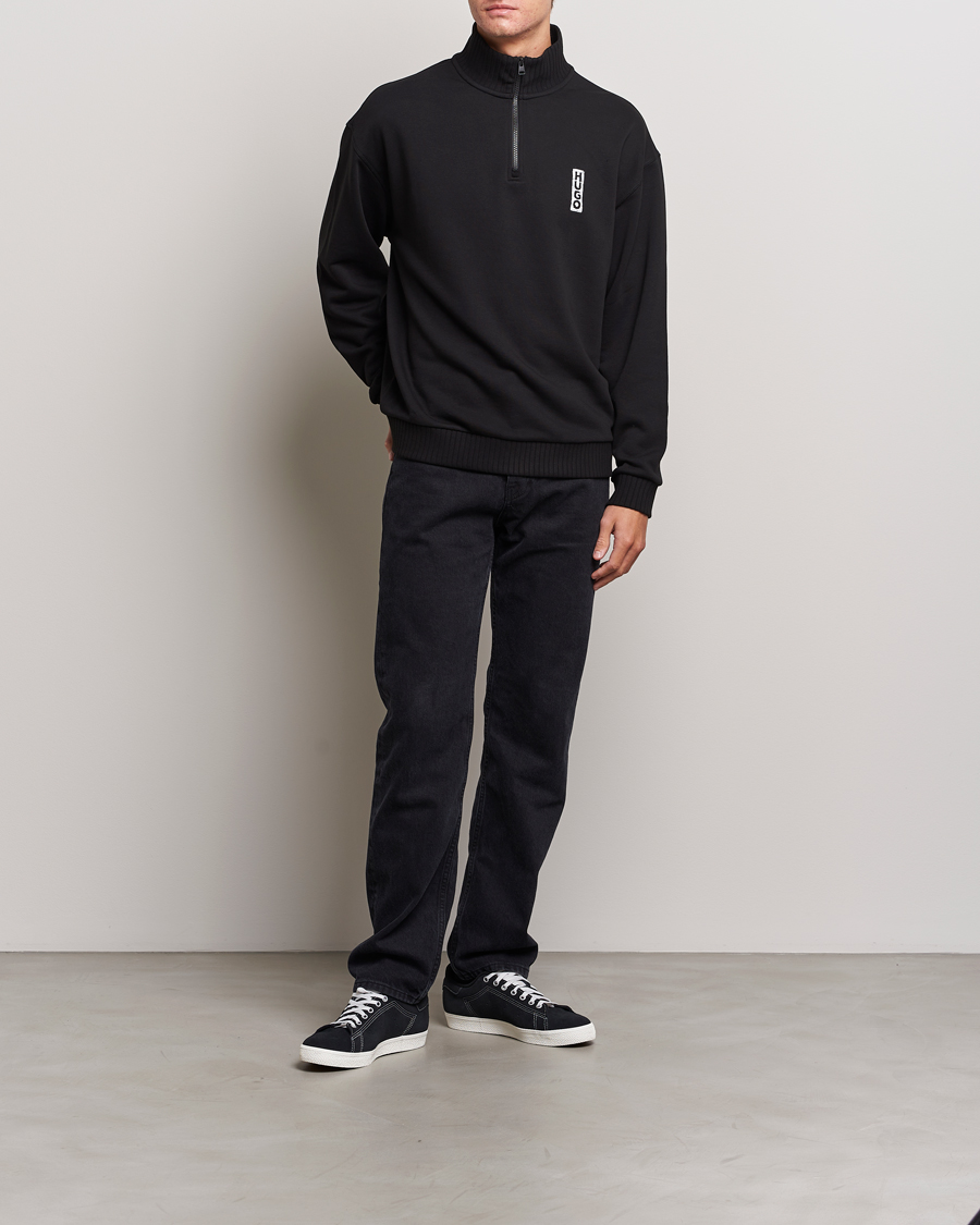 Men | Sweaters & Knitwear | HUGO | Dutzagata Logo Half Zip Sweater Black