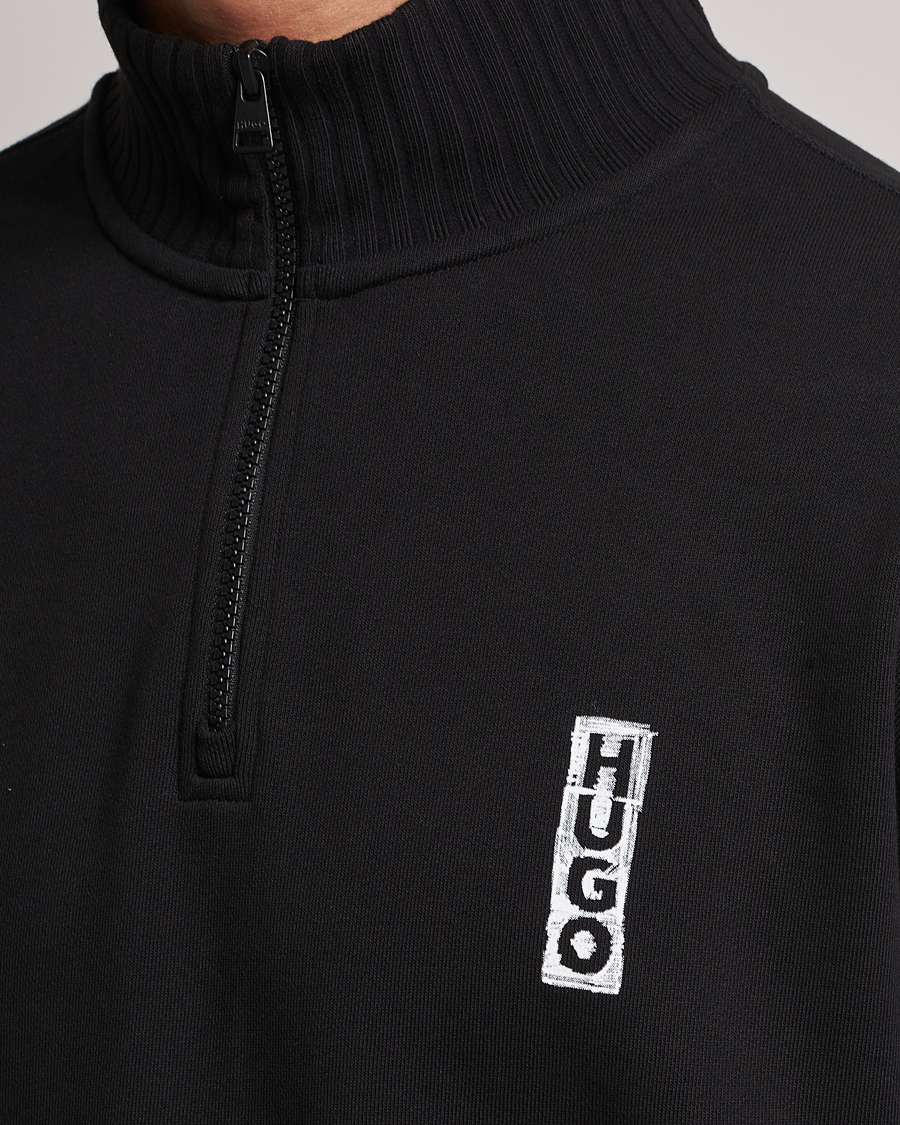 Men | Sweaters & Knitwear | HUGO | Dutzagata Logo Half Zip Sweater Black