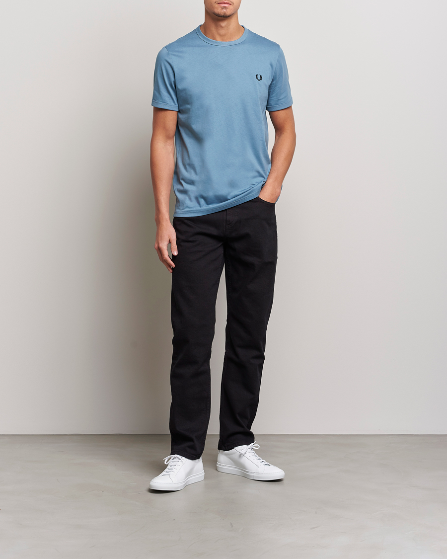Men | T-Shirts | Fred Perry | Ringer Cotton T-Shirt Ash Blue
