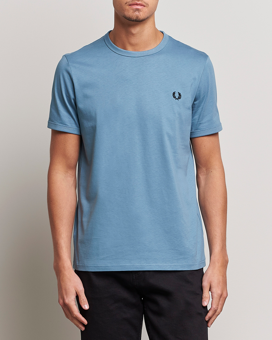 Men | Fred Perry | Fred Perry | Ringer Cotton T-Shirt Ash Blue