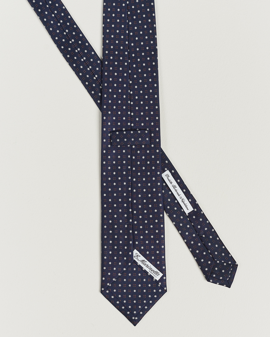 Men | E. Marinella 3-Fold Printed Silk Tie Navy | E. Marinella | 3-Fold Printed Silk Tie Navy
