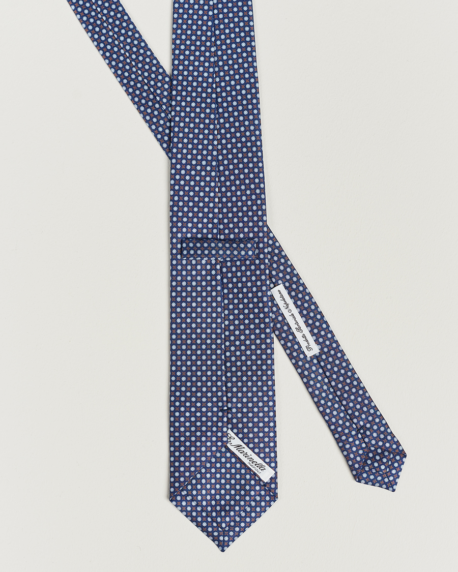 Men | E. Marinella 3-Fold Printed Silk Tie Dark Blue | E. Marinella | 3-Fold Printed Silk Tie Dark Blue