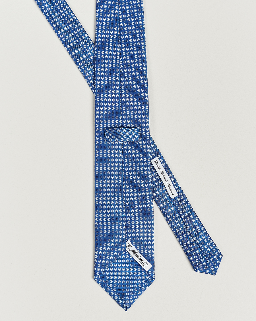Men | E. Marinella 3-Fold Printed Silk Tie Bluette | E. Marinella | 3-Fold Printed Silk Tie Bluette