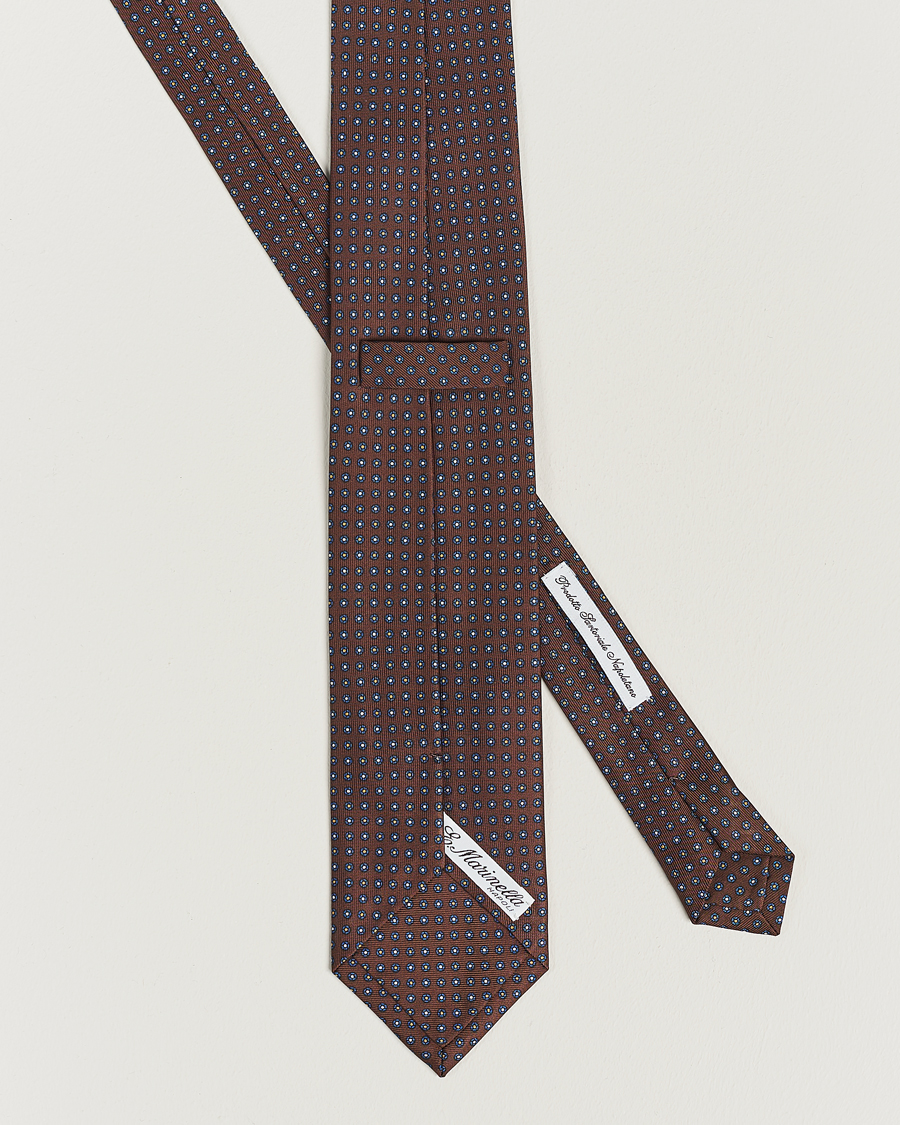Men | E. Marinella 3-Fold Printed Silk Tie Dark Brown | E. Marinella | 3-Fold Printed Silk Tie Dark Brown