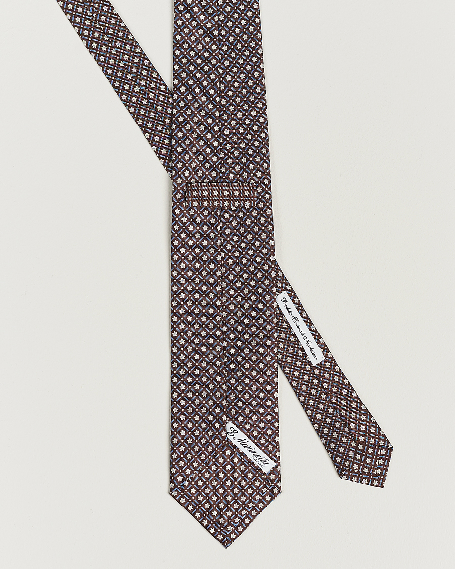 Men | E. Marinella 3-Fold Printed Silk Tie Dark Brown | E. Marinella | 3-Fold Printed Silk Tie Dark Brown