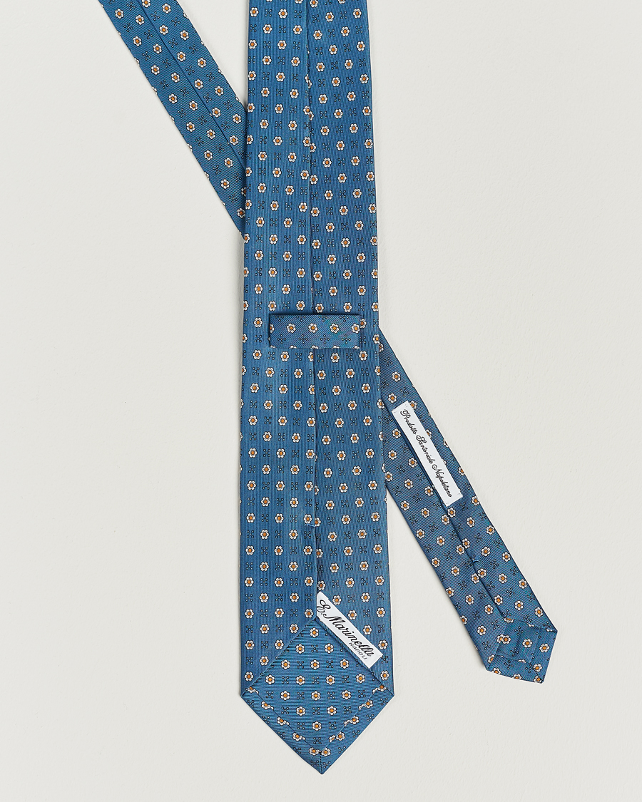Men | E. Marinella 3-Fold Printed Silk Tie Blue | E. Marinella | 3-Fold Printed Silk Tie Blue