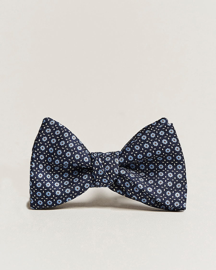 Men | E. Marinella | E. Marinella | Printed Silk Bow Tie Navy