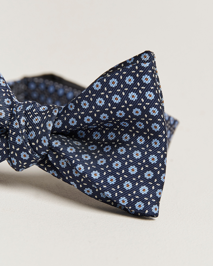 Men | E. Marinella Printed Silk Bow Tie Navy | E. Marinella | Printed Silk Bow Tie Navy