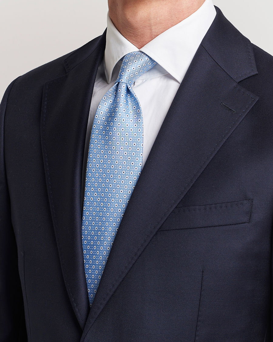 Men | E. Marinella 3-Fold Printed Silk Tie Light Blue | E. Marinella | 3-Fold Printed Silk Tie Light Blue