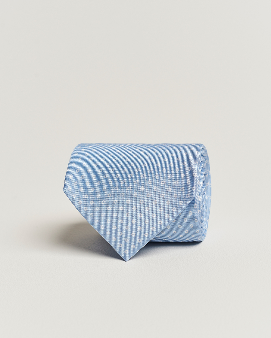 Men |  | E. Marinella | 3-Fold Printed Silk Tie Sky Blue