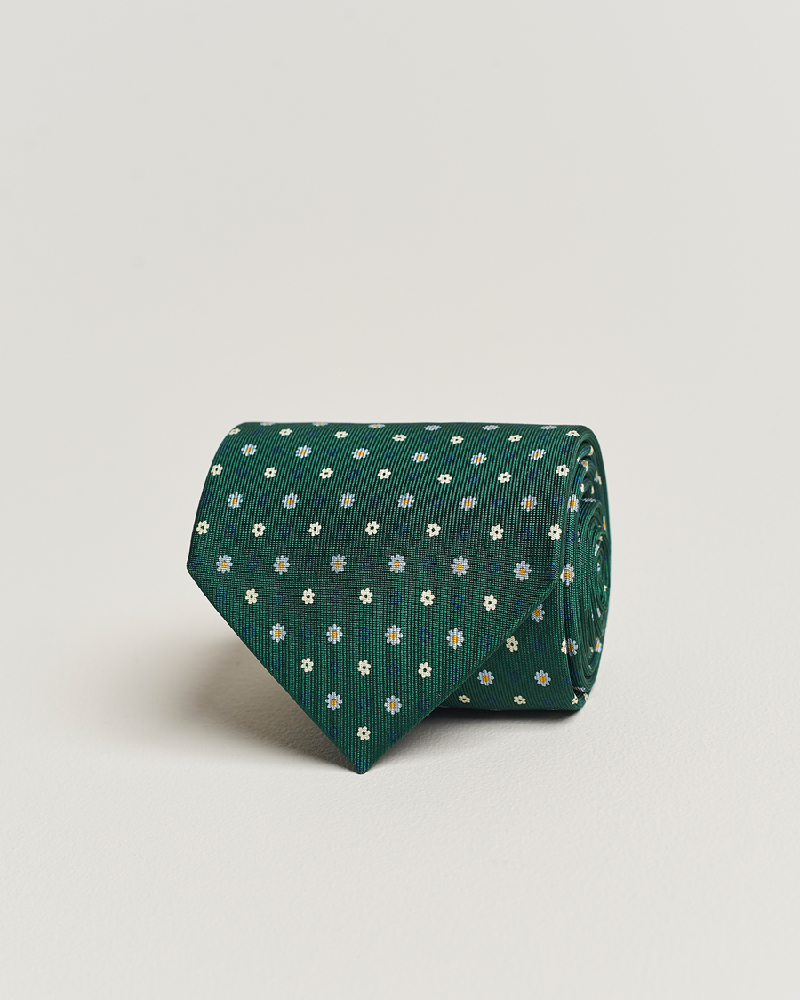 Men | E. Marinella | E. Marinella | 3-Fold Printed Silk Tie Racing Green