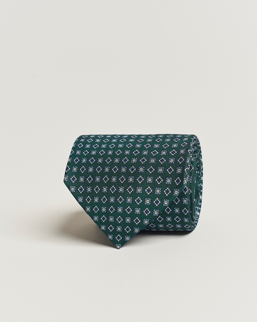 Men | E. Marinella 3-Fold Printed Silk Tie Dark Green | E. Marinella | 3-Fold Printed Silk Tie Dark Green