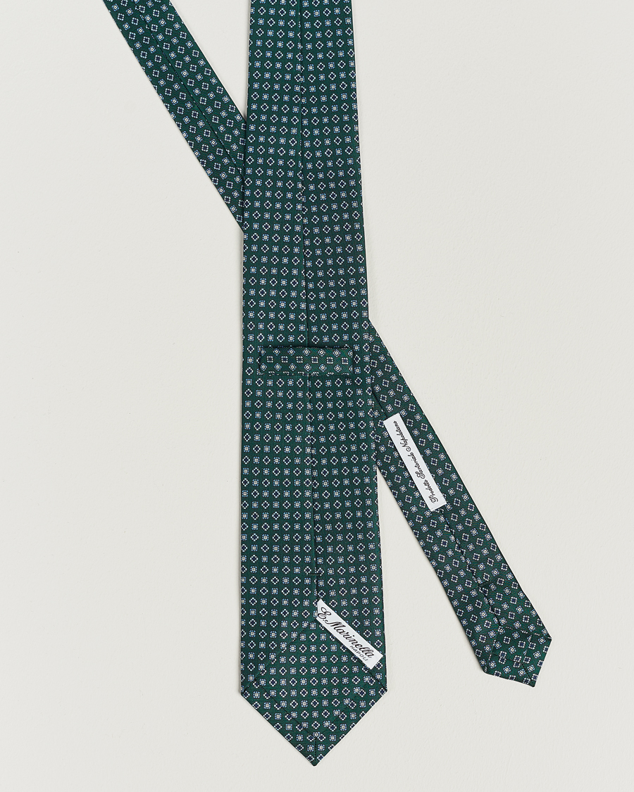 Men | E. Marinella 3-Fold Printed Silk Tie Dark Green | E. Marinella | 3-Fold Printed Silk Tie Dark Green