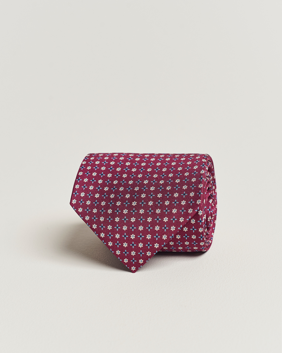 Men | E. Marinella 3-Fold Printed Silk Tie Dark Pink | E. Marinella | 3-Fold Printed Silk Tie Dark Pink