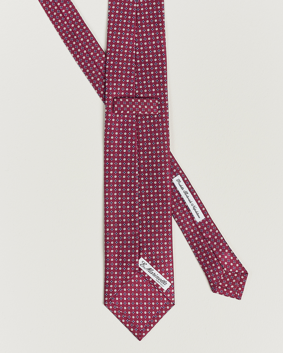 Men | E. Marinella 3-Fold Printed Silk Tie Dark Pink | E. Marinella | 3-Fold Printed Silk Tie Dark Pink
