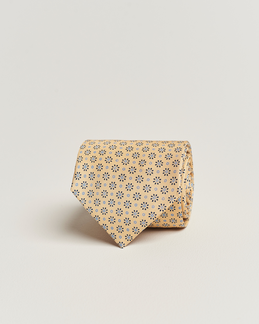 Men | E. Marinella 3-Fold Printed Silk Tie Pale Yellow | E. Marinella | 3-Fold Printed Silk Tie Pale Yellow