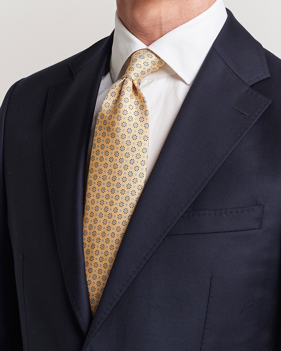 Men | E. Marinella 3-Fold Printed Silk Tie Pale Yellow | E. Marinella | 3-Fold Printed Silk Tie Pale Yellow