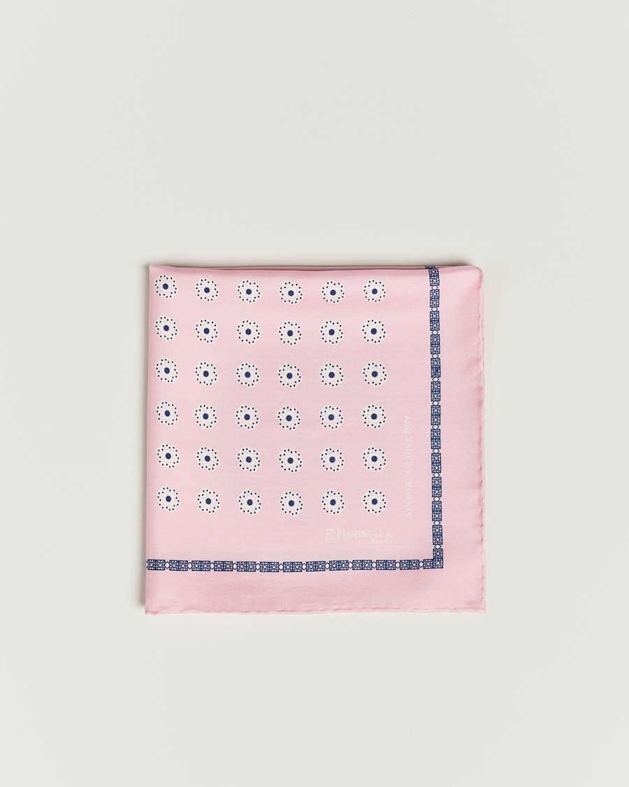 Men | E. Marinella Printed Silk Pocket Square Pink | E. Marinella | Printed Silk Pocket Square Pink