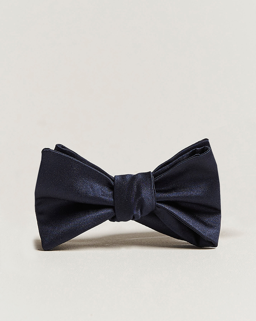 Men | E. Marinella Silk Bow Tie Navy Satin | E. Marinella | Silk Bow Tie Navy Satin