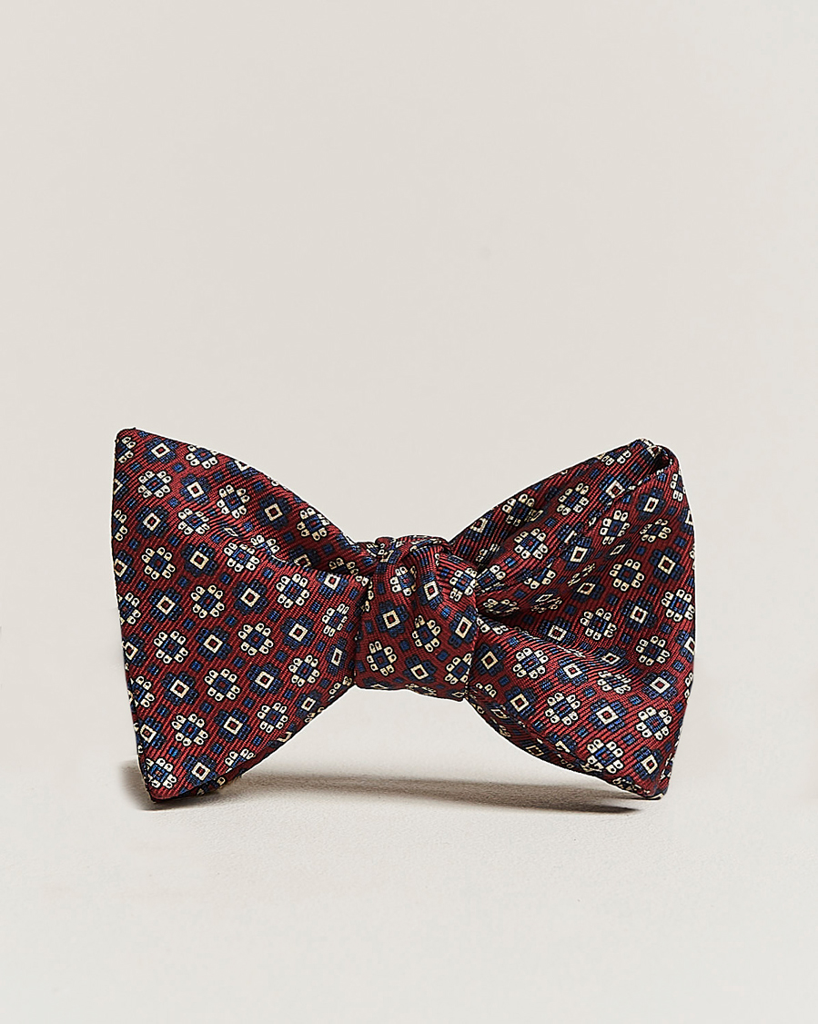 Men | E. Marinella Printed Silk Bow Tie Burgundy | E. Marinella | Printed Silk Bow Tie Burgundy