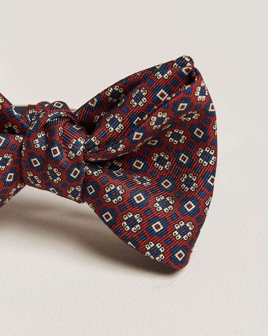 Men | E. Marinella Printed Silk Bow Tie Burgundy | E. Marinella | Printed Silk Bow Tie Burgundy