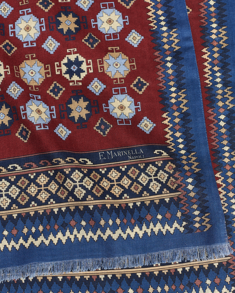 Men | E. Marinella Wool/Silk Printed Scarf Burgundy | E. Marinella | Wool/Silk Printed Scarf Burgundy