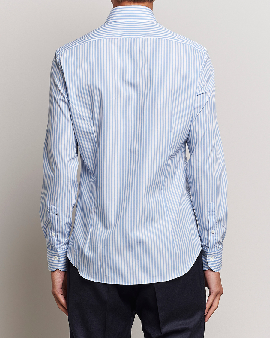 Men | Shirts | Mazzarelli | Soft Button Down Striped Shirt Light Blue