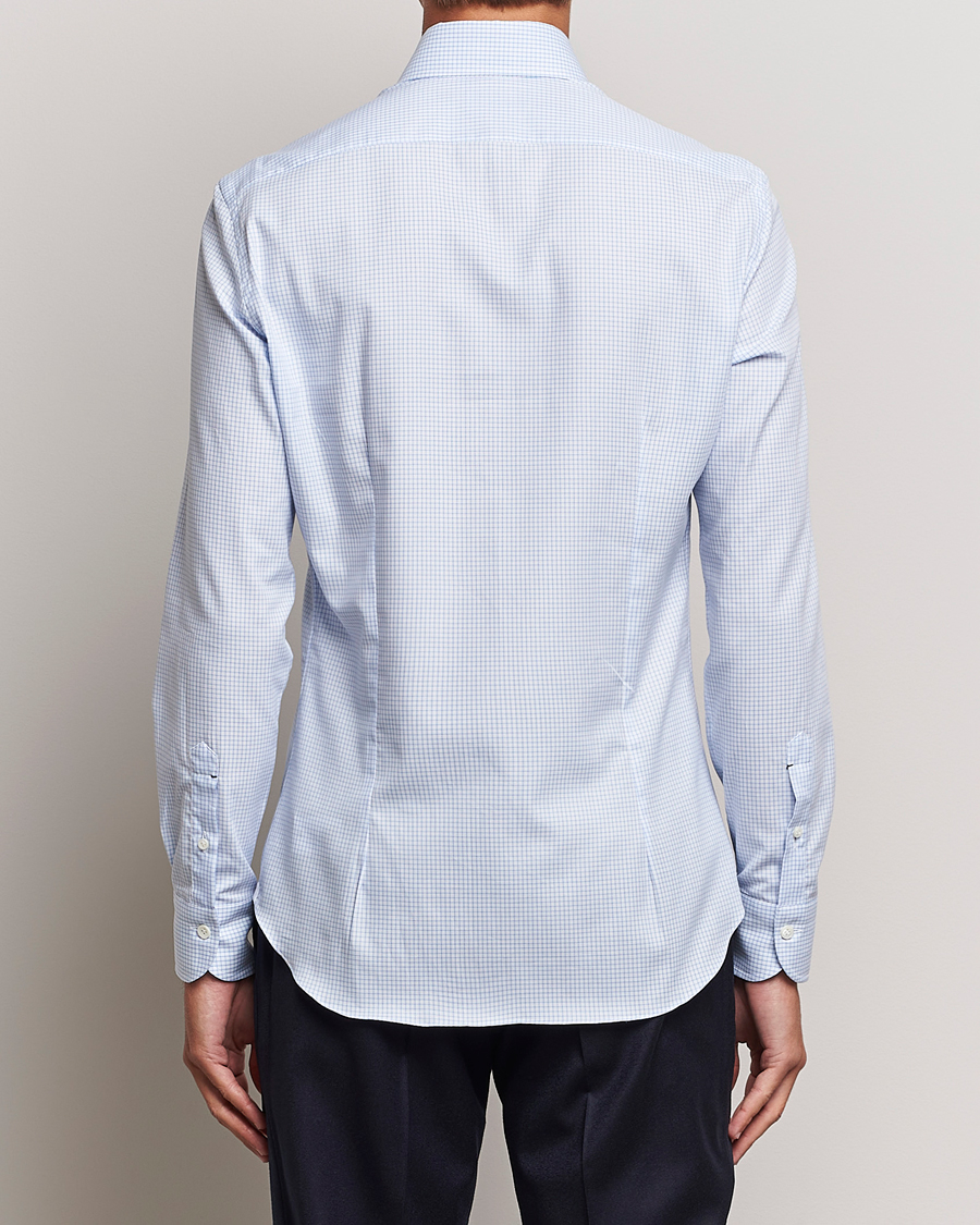 Men | Shirts | Mazzarelli | Soft Button Down Checked Shirt Light Blue