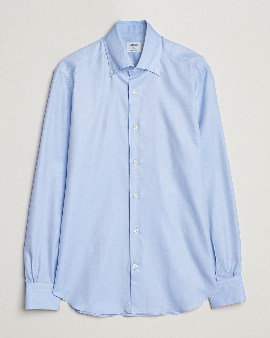 Men | Shirts | Mazzarelli | Soft Button Down Twill Shirt Light Blue
