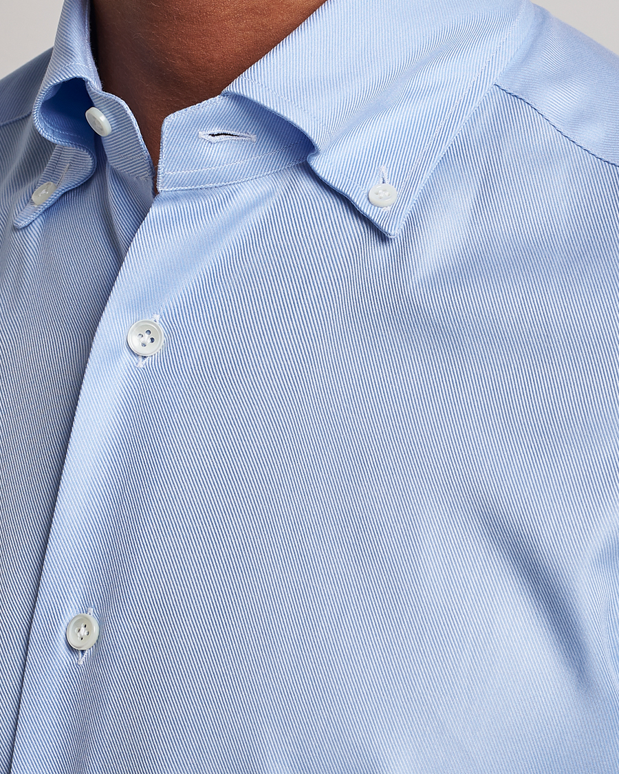 Men | Shirts | Mazzarelli | Soft Button Down Twill Shirt Light Blue