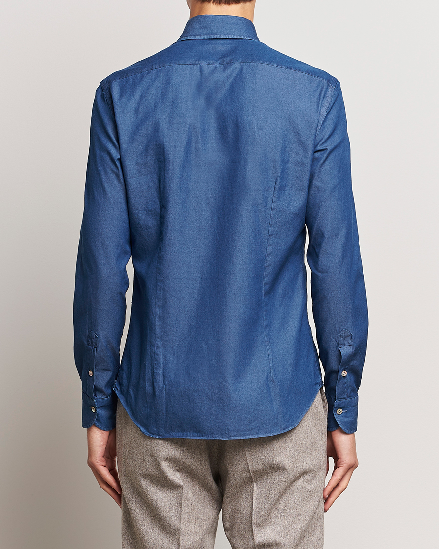 Men | Shirts | Mazzarelli | Soft Button Down Denim Shirt Blue Wash