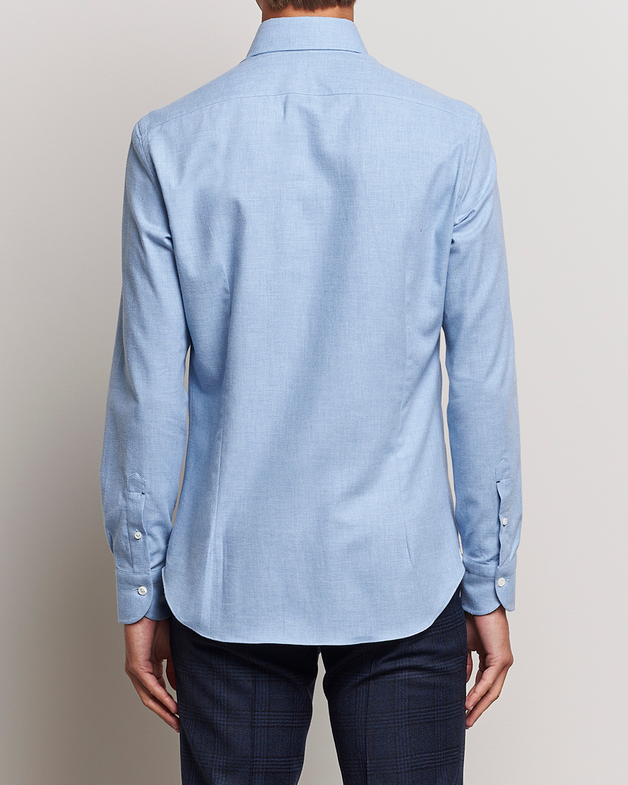 Men | Shirts | Mazzarelli | Soft Button Down Flannel Shirt Light Blue