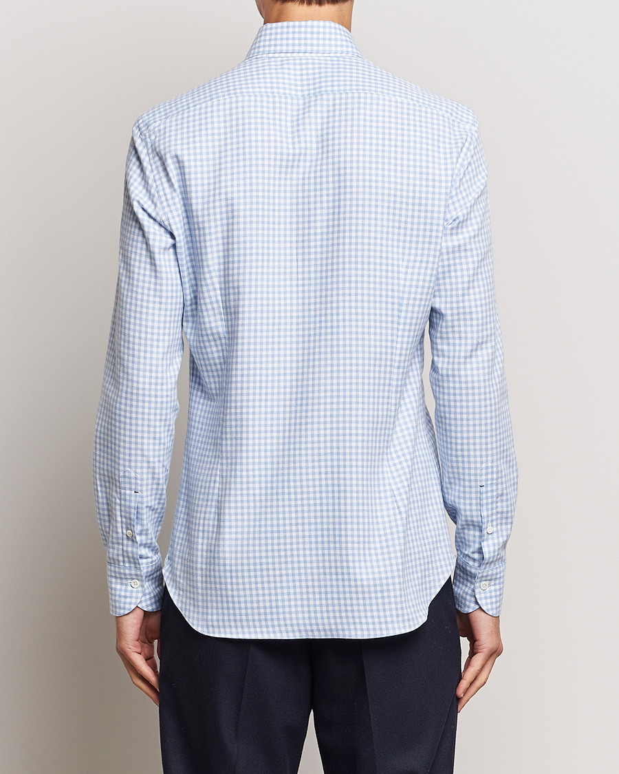 Men | Shirts | Mazzarelli | Soft Button Down Flannel Shirt Light Blue