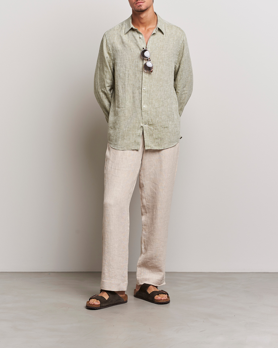Men | Shirts | J.Lindeberg | Reg Fit Linen Melange Shirt Aloe