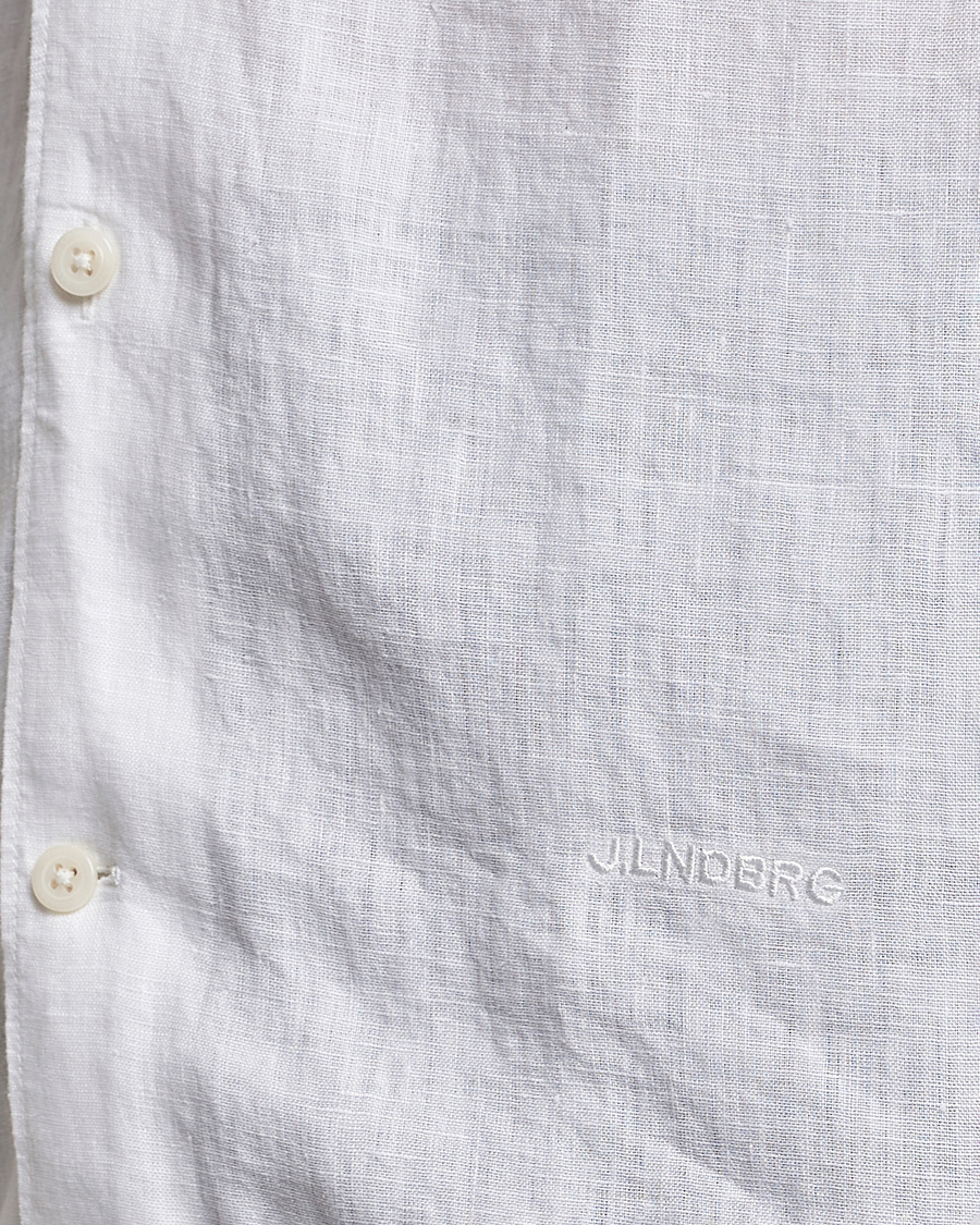 Men | Shirts | J.Lindeberg | Reg Fit Linen Melange Short Sleeve Shirt White