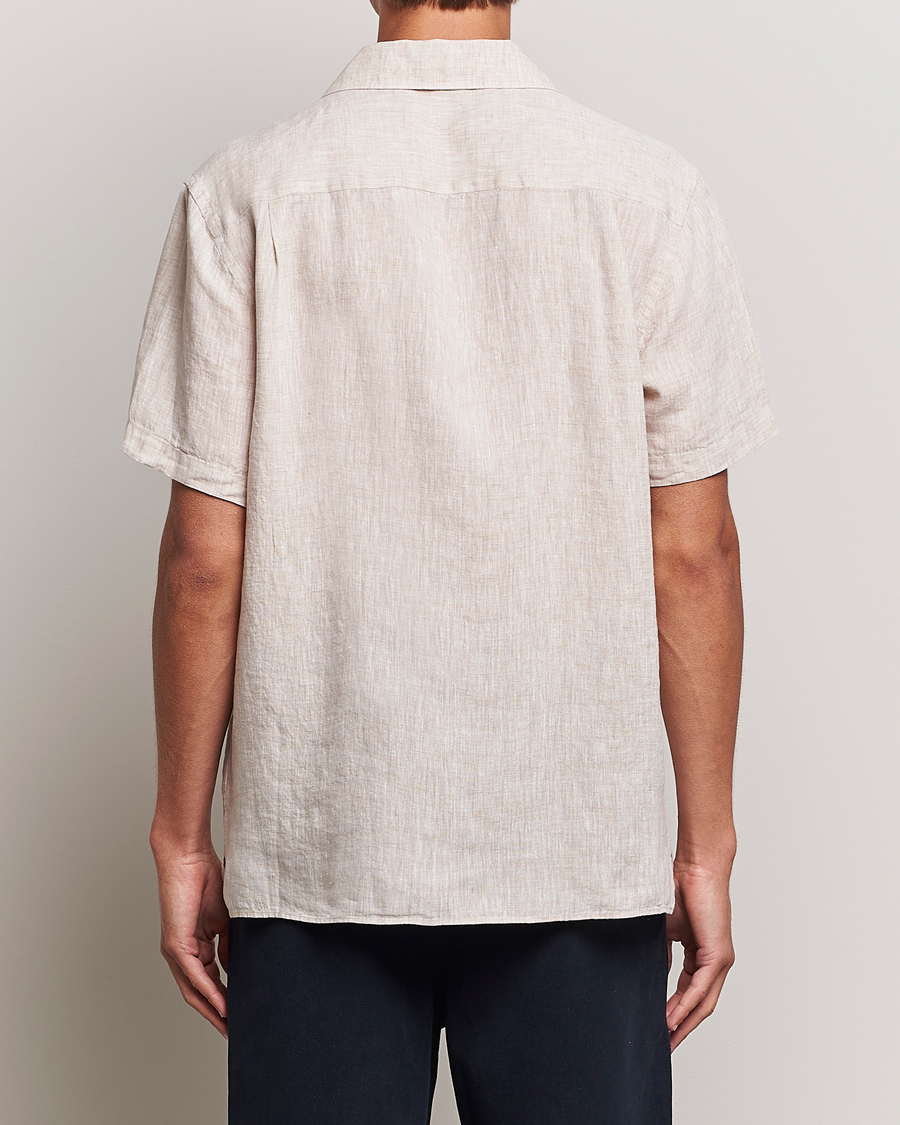 Men | Shirts | J.Lindeberg | Reg Fit Linen Melange Short Sleeve Shirt Safari Beige