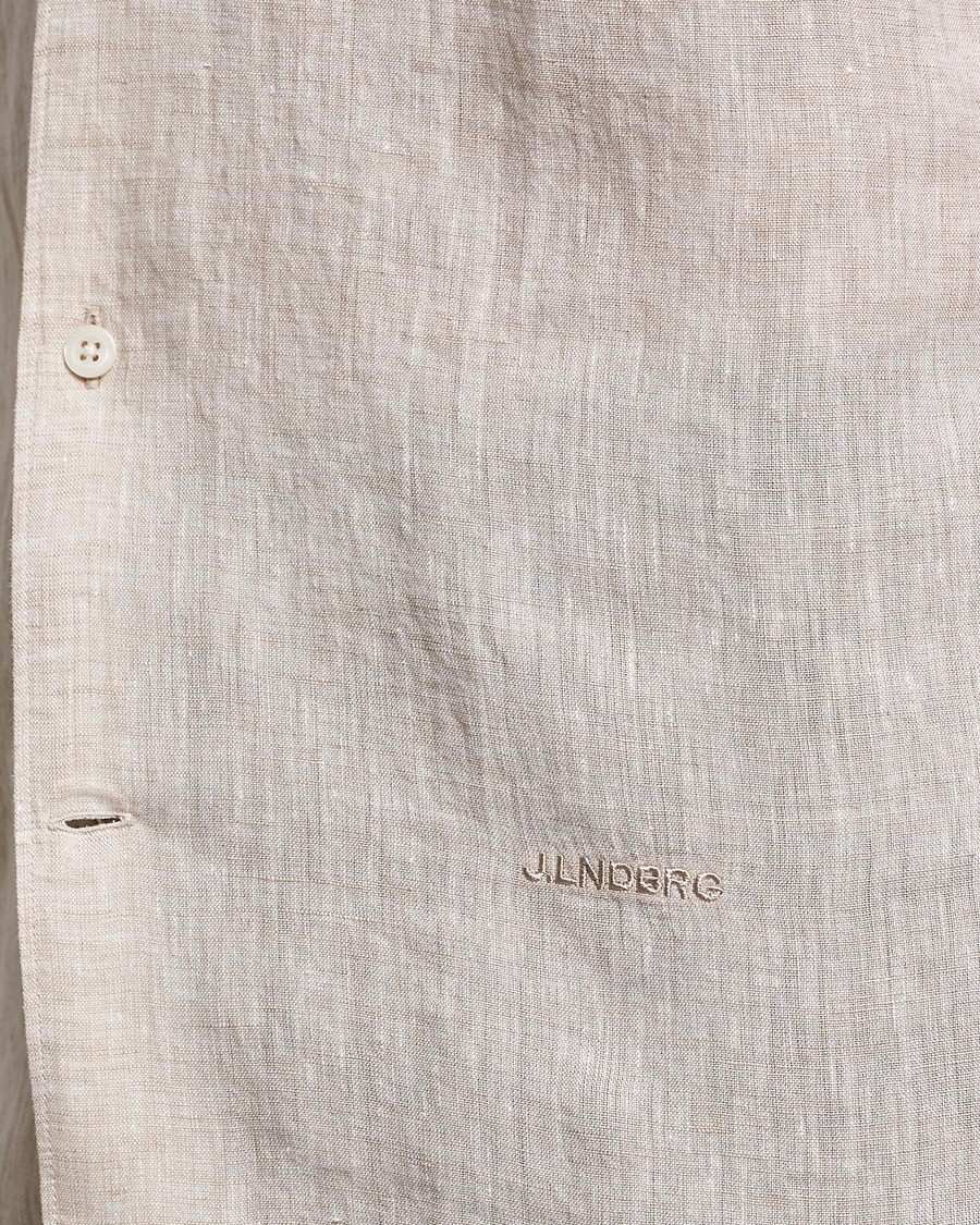Men | Shirts | J.Lindeberg | Reg Fit Linen Melange Short Sleeve Shirt Safari Beige