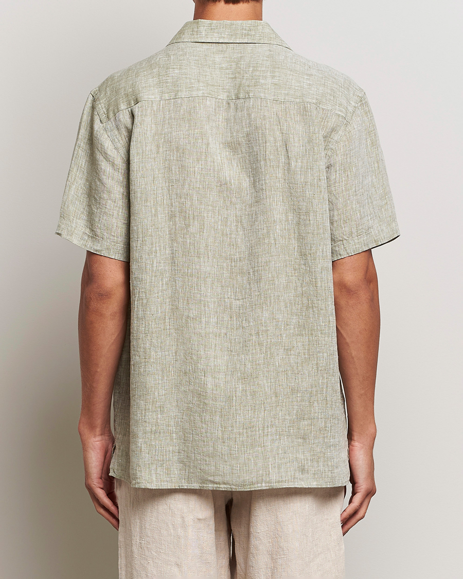 Men | Shirts | J.Lindeberg | Reg Fit Linen Melange Short Sleeve Shirt Aloe