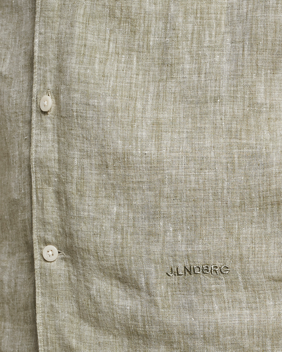 Men | Shirts | J.Lindeberg | Reg Fit Linen Melange Short Sleeve Shirt Aloe